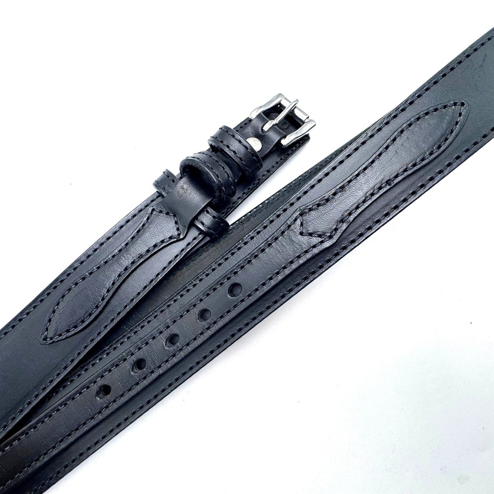 HANKS BELTS Men's 42 Black Genuine Leather 100 Year Ranger Belt Silver Buckle